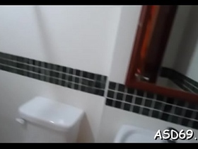 Nice thai cutie squeezes her dude's dick and takes it in throat